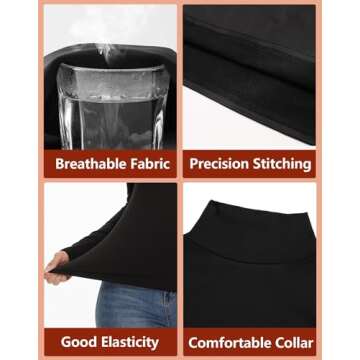 Dalavch 4 Pack Women’s Thermal Turtleneck Shirts, Women Turtle Neck Fleece Lined Compression Long Sleeve Base Layer Tops 2 Black 2 White Small