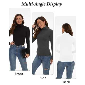 Dalavch 4 Pack Women’s Thermal Turtleneck Shirts, Women Turtle Neck Fleece Lined Compression Long Sleeve Base Layer Tops 2 Black 2 White Small