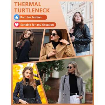 Dalavch 4 Pack Women’s Thermal Turtleneck Shirts, Women Turtle Neck Fleece Lined Compression Long Sleeve Base Layer Tops 2 Black 2 White Small