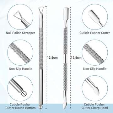 Cuticle Trimmer Cuticle Pusher, Cuticle Remover Cuticle Nippers Professional Stainless Steel Cuticle Pusher and Cutter Clippers Durable Pedicure Manicure Tools for Fingernails and Toenails AZUREBEAUTY