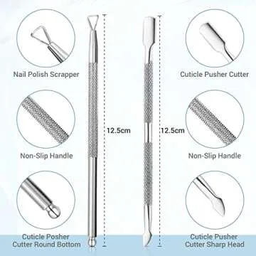 Cuticle Trimmer Cuticle Pusher, Cuticle Remover Cuticle Nippers Professional Stainless Steel Cuticle Pusher and Cutter Clippers Durable Pedicure Manicure Tools for Fingernails and Toenails AZUREBEAUTY