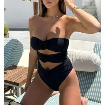 SherryDC Women's Sexy One Piece Swimsuit Cutout 3D Flower High Cut Bathing Suit Ruched Tummy Control Monokini