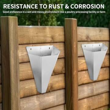 Holdly Medium Size Chicken Cone Galvanized Steel Poultry Restraining Cone for Chicken,for Large Layers, Broilers, Roasters, Turkeys Up to 8 Pounds Flat-Back Poultry Killing Cone Easy to Clean