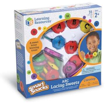Learning Resources Smart Snacks ABC Lacing Sweets, Fine Motor Toy, 31 Pieces, Ages 2+