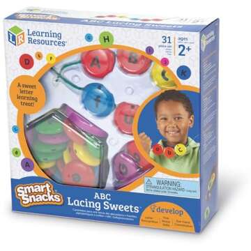 Learning Resources Smart Snacks ABC Lacing Sweets, Fine Motor Toy, 31 Pieces, Ages 2+