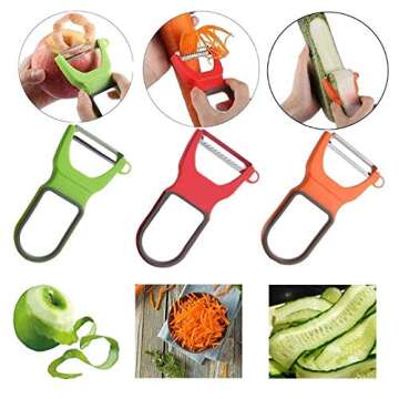 3-Pack Vegetable Peeler Carbon Steel Blade, Melon Planer and Vegetable planer, Fruit Potato Vegetable Shredder,Kitchen utility gadgets, Red/Green/Yellow