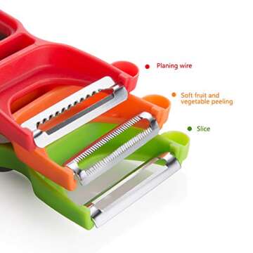 3-Pack Vegetable Peeler Carbon Steel Blade, Melon Planer and Vegetable planer, Fruit Potato Vegetable Shredder,Kitchen utility gadgets, Red/Green/Yellow