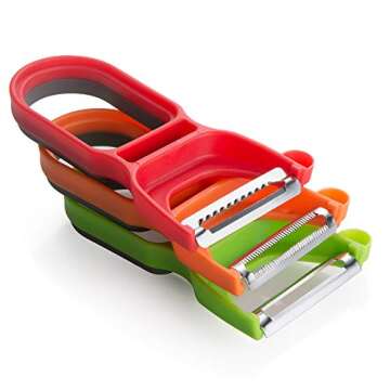 3-Pack Vegetable Peeler Carbon Steel Blade, Melon Planer and Vegetable planer, Fruit Potato Vegetable Shredder,Kitchen utility gadgets, Red/Green/Yellow