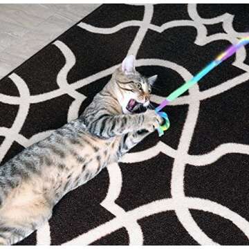 CAT DANCER-Cat Charmer Wand,Teaser-Cat & Kitten Toy! Color:Rainbow Size:Pack of 3