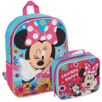 Disney Minnie Mouse Backpack With Lunch Box | Insulated Lunch Bag Set for Kids