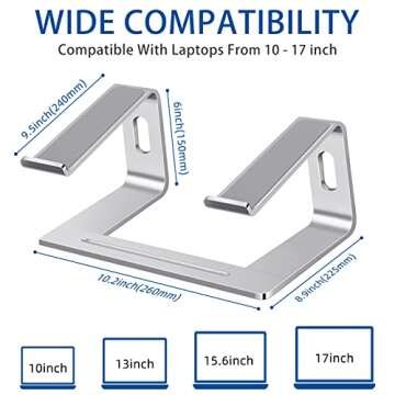 Svarog Laptop Stand, Detachable Computer Stand, Ergonomic Aluminum Laptop Stand for Desk, Laptop Riser Notebook Holder Compatible with MacBook Pro Air, Lenovo, HP, Dell, More 10-17" Laptops (Sliver)