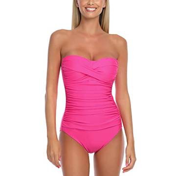 Experience Comfort and Style with Relleciga's Tummy Control Neon Rose One-Piece Swimsuit