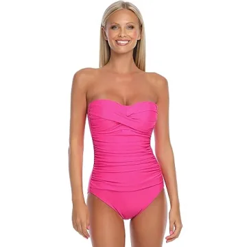 Relleciga Women's Tummy Control Neon Rose Swimwear