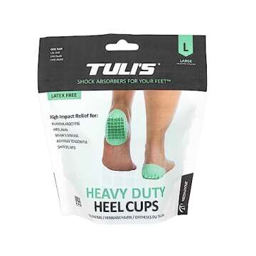 Tuli's Heavy Duty Heel Cups, Cushion Insert for Shock Absorption, Plantar Fasciitis, Sever’s Disea...