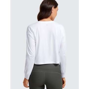 CRZ YOGA Women's Pima Cotton Workout Long Sleeve Shirt - Comfortable & Stylish