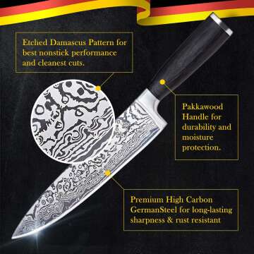 10-Piece MICHELANGELO Kitchen Knife Set with Chef's Knife