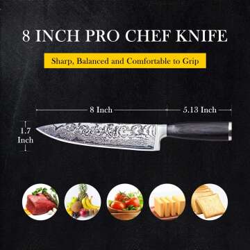 10-Piece MICHELANGELO Kitchen Knife Set with Chef's Knife