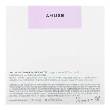 Amuse Eye Vegan Sheer Palette 6 Colors Eyeshadow Matt Shimmery Sheer Glitter Shades K-Beauty Natural Makeup (04 SHEER LAVENDER)