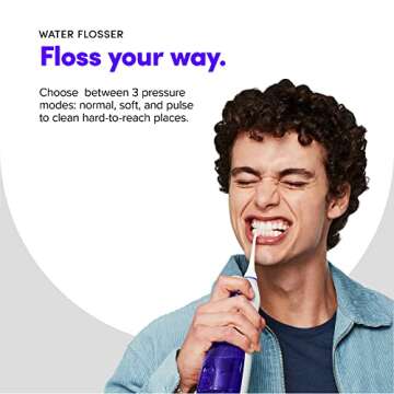 SmileDirectClub Cordless Water Flosser with 2 Nozzles - Waterproof Teeth Cleaner with 3 Pressure Modes - Removes 99% of Plaque