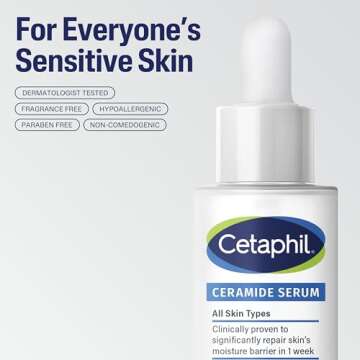 Cetaphil Ceramide Serum, Hydrates and Restores Skin Barrier, Formulated with Ceramides & Centella Asiatica, Designed for Sensitive Skin, Fragrance Free, Dermatologist Tested, 1oz