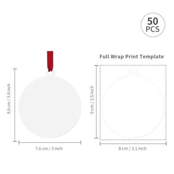 PYD Life 50 Pack Sublimation Ornaments Round Blanks 3 Inch Hardboard MDF Double-Sided Printable Bulk...