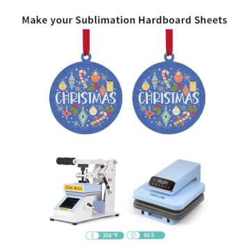 PYD Life 50 Pack Sublimation Ornaments Round Blanks 3 Inch Hardboard MDF Double-Sided Printable Bulk with Red Ribbon for Sublimation Personalized Christmas Tree Home Decor