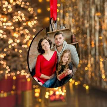 PYD Life 50 Pack Sublimation Ornaments Round Blanks 3 Inch Hardboard MDF Double-Sided Printable Bulk with Red Ribbon for Sublimation Personalized Christmas Tree Home Decor