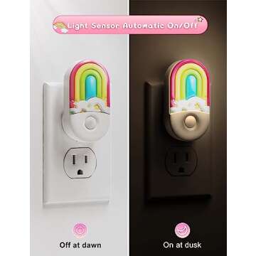 Rainbow Night Lights Plug into Wall, LOHAS[2 Pack] Kids Night Light, 0.6W LED Dusk to Dawn Sensor Cu...