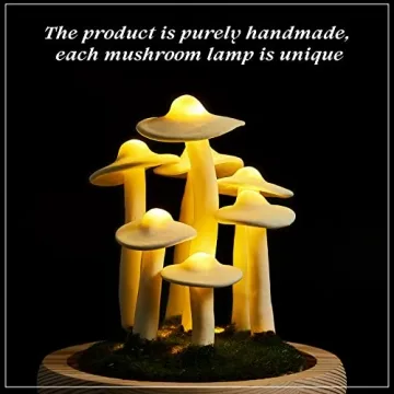Mushroom LED Night Light in Glass Dome for Decor