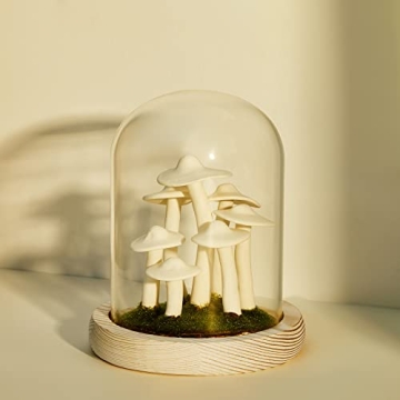 Mushroom LED Night Light in Glass Dome for Decor
