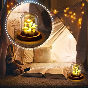 Mushroom LED Night Light in Glass Dome for Decor