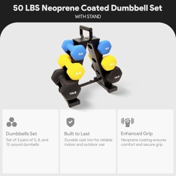 BalanceFrom Neoprene Dumbbells Set 50 Lb With Stand