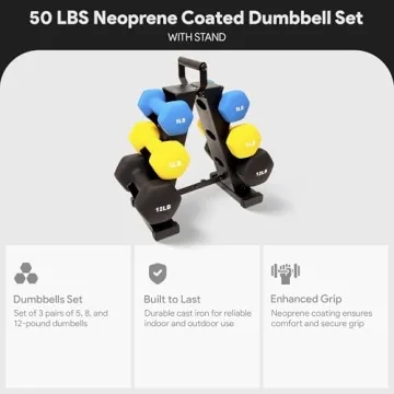 BalanceFrom Neoprene Dumbbells Set 50 Lb With Stand