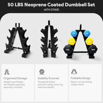 BalanceFrom Neoprene Dumbbells Set 50 Lb With Stand