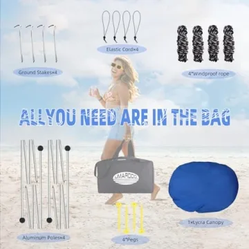 UMARDOO Portable 10x10FT Beach Shade Canopy for Family