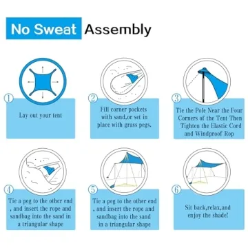 UMARDOO Portable 10x10FT Beach Shade Canopy for Family