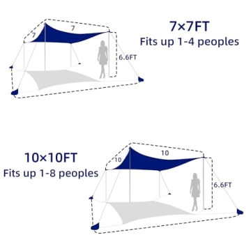 UMARDOO Portable 10x10FT Beach Shade Canopy for Family