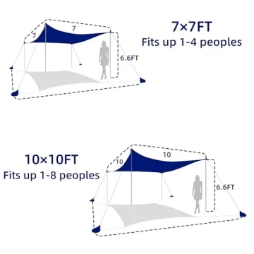 UMARDOO Portable 10x10FT Beach Shade Canopy for Family