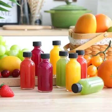 CUCUMI Shot Bottles, 14pcs 2oz Clear Glass Bottles