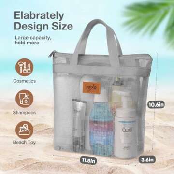 KPX Shower Caddy Mesh Tote Bag, Mesh Shower Bag, Quick Dry Toiletry Bath Bag, Hanging Bath Organizer...