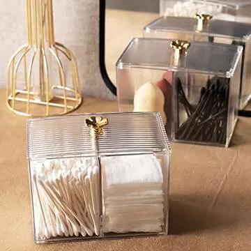 DASITON Acrylic Qtip Holder - Stylish Storage Canisters for Cotton Swab & Essentials