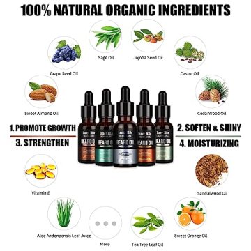 ISNER MILE 5-Pack Beard Oil Set for Ultimate Beard Grooming