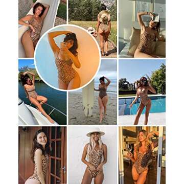 Narecte Sexy One Piece Bathing Suit for Women Tummy Control High Cut One Piece Swimsuit Womens Leopard S