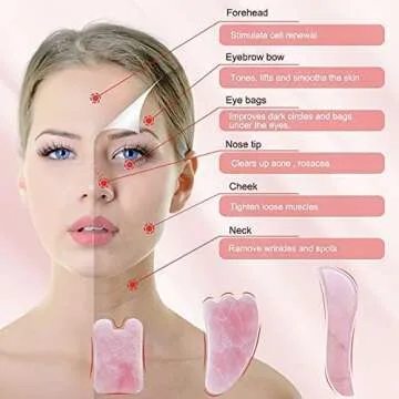 Pink Rose Quartz Gua Sha Board-Relief and Skin Renewal,Premium All Natural Handmade Stone Gua Sha Scraping Facial Massage Tools (3 Packs)