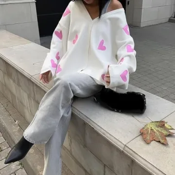 Womens Long Heart Open Front Cardigan Sweater