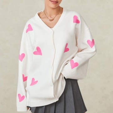 Womens Long Heart Open Front Cardigan Sweater