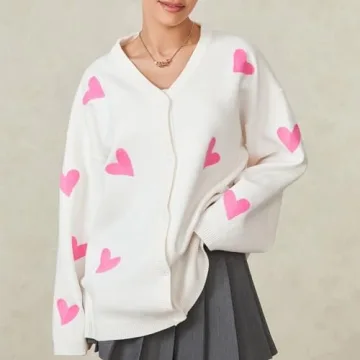Womens Long Heart Open Front Cardigan Sweater