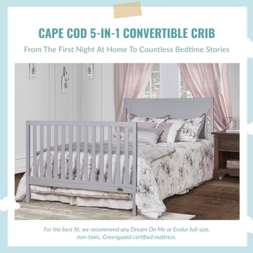 Cape Cod 5-in-1 Convertible Crib in Beautiful Pebble Grey
