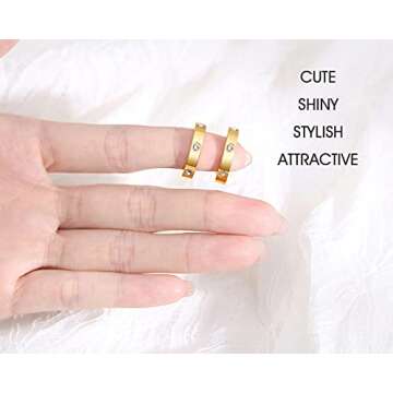 MDRONEY Love Hoop Earrings Friendship Jewelry Gifts for Women Teen Girls Stainless Steel Dainty Huggie Earrings Stud with Cubic Zirconia Stones Present for Her, Gold and Silver Available