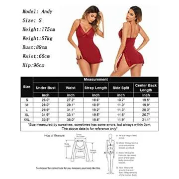 Avidlove Women's Sleepwear Women Chemise Lingerie Lace Babydoll Sleepwear Nightgown Dress(Wine Red,L)